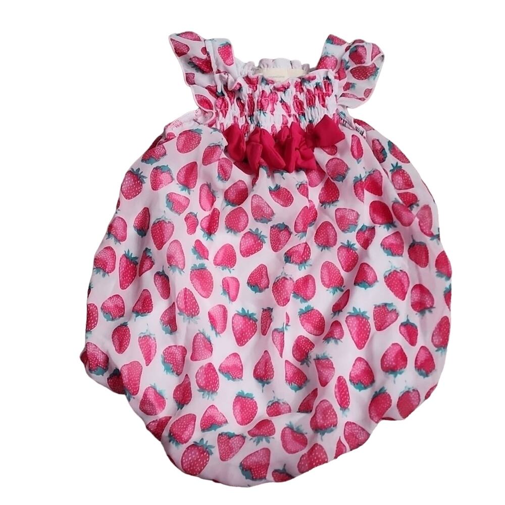 First Impressions Strawberry Balloon Romper, 12M